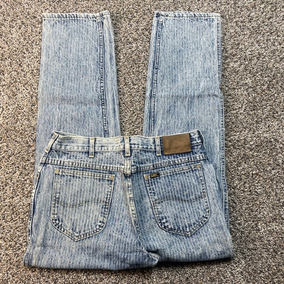 Vintage Lee Men's 31x29 USA Made Striped High Rise Straight Leg Jeans - Picture 10 of 10